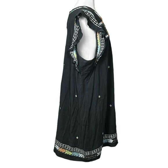 A Beautiful Soul Ladies Plus Size Embroidered Flutter Sleeve Gauze Shift Dress - Picture 4 of 7